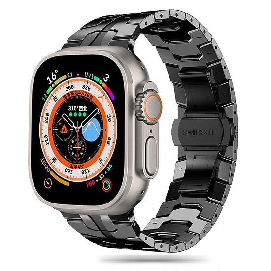 Techsuit - Óraszíj (W063) - Apple Watch 1/2/3/4/5/6/7/8/9/10/SE/SE 2/Ultra/Ultra 2 (42/44/45/46/49mm) - Fekete