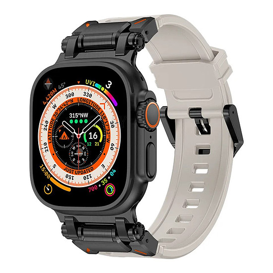 Techsuit - Óraszíj (W064) - Apple Watch 1/2/3/4/5/6/7/8/9/10/SE/SE 2/Ultra/Ultra 2 (42/44/45/46/49mm) - Titán fekete szürke