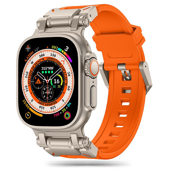 Techsuit - Óraszíj (W064) - Apple Watch 1/2/3/4/5/6/7/8/9/10/SE/SE 2/Ultra/Ultra 2 (42/44/45/46/49mm) - Titán ezüst narancs