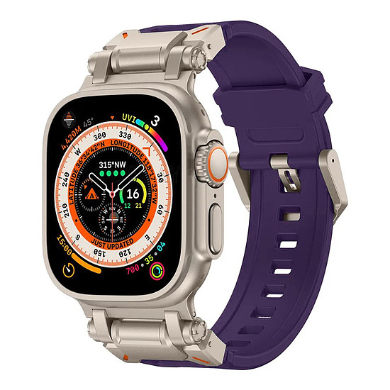 Techsuit - Óraszíj (W064) - Apple Watch 1/2/3/4/5/6/7/8/9/10/SE/SE 2/Ultra/Ultra 2 (42/44/45/46/49mm) - Titán ezüst lila