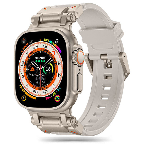 Techsuit - Óraszíj (W064) - Apple Watch 1/2/3/4/5/6/7/8/9/10/SE/SE 2/Ultra/Ultra 2 (42/44/45/46/49mm) - Titán ezüst csillaglámpa