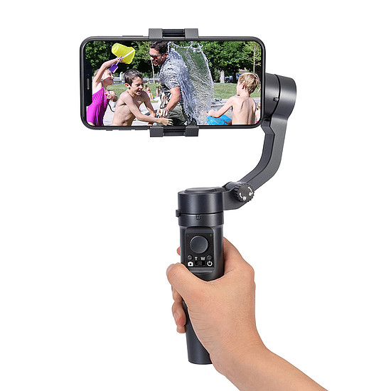 Techsuit - Phone Gimbal (F3) - 3 tengelyes stabilitás, összecsukható, arcobjektum követéssel, állvány, távirányító, 2200 mAh - fekete