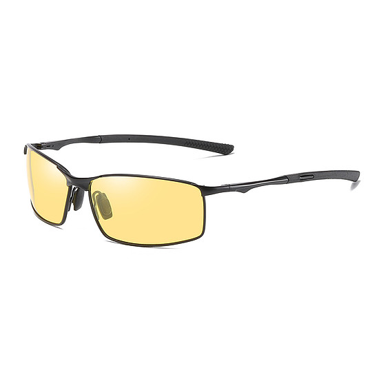 Techsuit - Polarized napszemüveg (559) - Férfi, UV védelemmel és fém kerettel, Négyszögletű - Fekete / Sárga