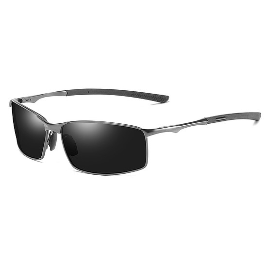 Techsuit - Polarized napszemüveg (559) - Férfi, UV védelemmel és fém kerettel, Négyszögletű - Fekete / Ezüst (KF2326000)