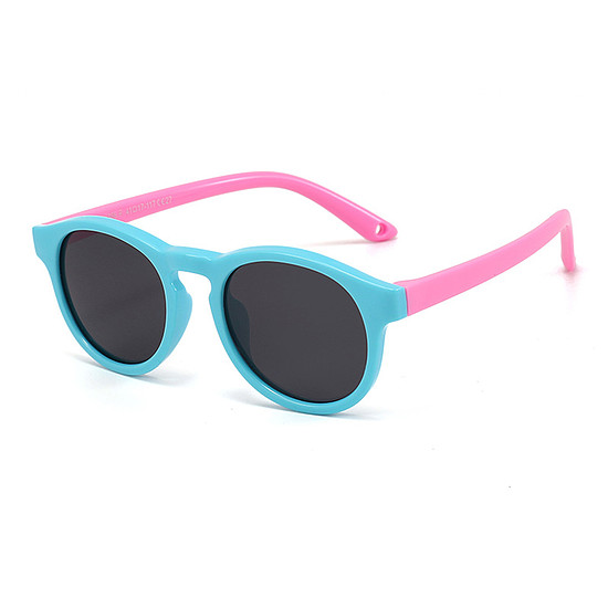 Techsuit - Polarized napszemüveg (8308-C27) - babáknak, kerek forma, pánttal - Lake Blue / Pink