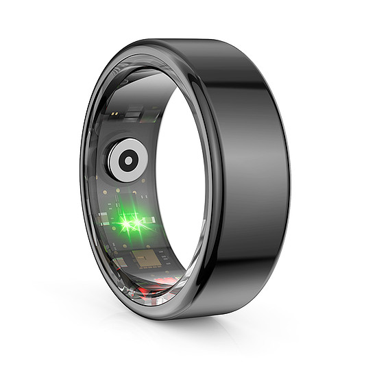 Techsuit - Smart Ring (R02) - Uniszex, Pulzusmérő, HRV, Oxigéntelítettség, Fitness, Méret 64,7 mm, QRing App - Fekete