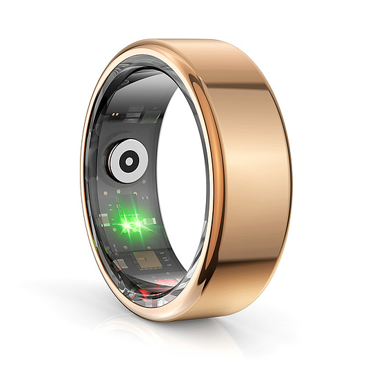 Techsuit - Smart Ring (R02) - Uniszex, pulzusmérő, HRV, oxigéntelítettség, fitnesz, 62,2 mm-es méret, QRing alkalmazás - Rose Gold