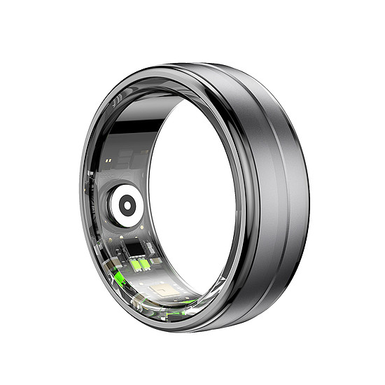 Techsuit - Smart Ring (R06) - Uniszex, Pulzusmérő, Lépésszámláló, Oxigéntelítettség, Alvás, Fitness, Méret 57,17 mm - Fekete