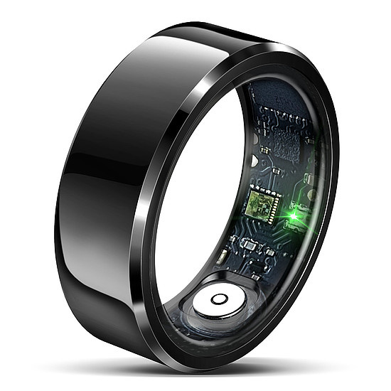 Techsuit - Smart Ring (R6) - uniszex, pulzusmérő, oxigéntelítettség, alvás- és fitneszkövető, IP68, méret 57,17 mm - fekete