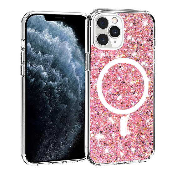 Techsuit - Sparkly Glitter MagSafe - iPhone 11 Pro Max - Pink