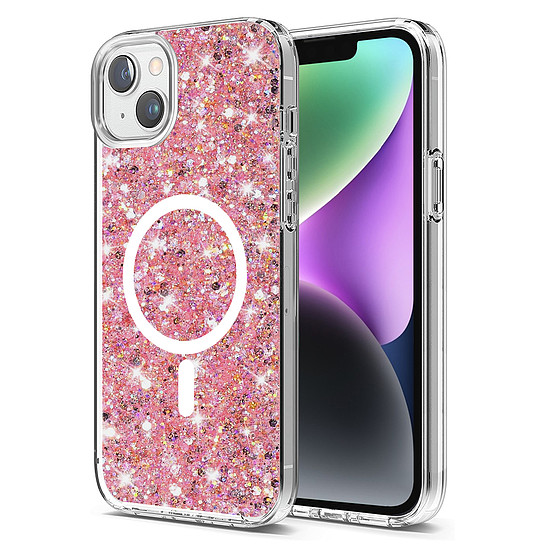 Techsuit - Sparkly Glitter MagSafe - iPhone 14 Plus / iPhone 15 Plus - Magenta