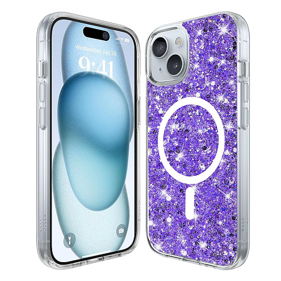 Techsuit - Sparkly Glitter MagSafe - iPhone 15 - Lila