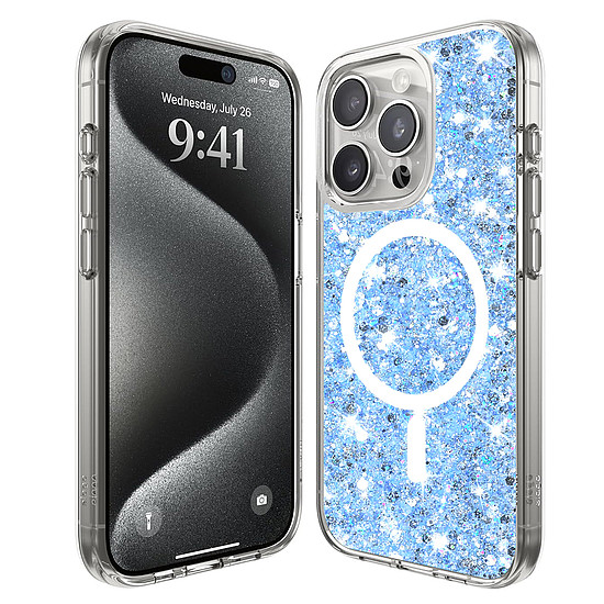 Techsuit - Sparkly Glitter MagSafe - iPhone 15 Pro - kék