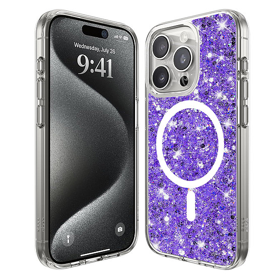 Techsuit - Sparkly Glitter MagSafe - iPhone 15 Pro - Lila