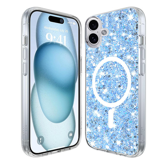 Techsuit - Sparkly Glitter MagSafe - iPhone 16 Plus - kék