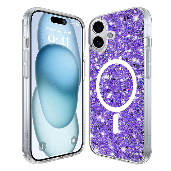 Techsuit - Sparkly Glitter MagSafe - iPhone 16 Plus - Lila