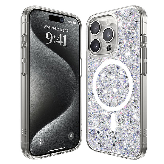 Techsuit - Sparkly Glitter MagSafe - iPhone 16 Pro Max - Fehér