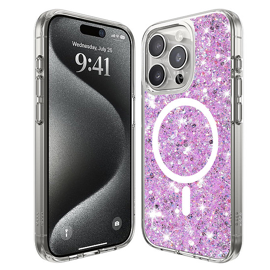 Techsuit - Sparkly Glitter MagSafe - iPhone 16 Pro Max - Magenta