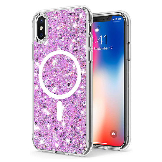 Techsuit - Sparkly Glitter MagSafe - iPhone X / iPhone XS - Magenta