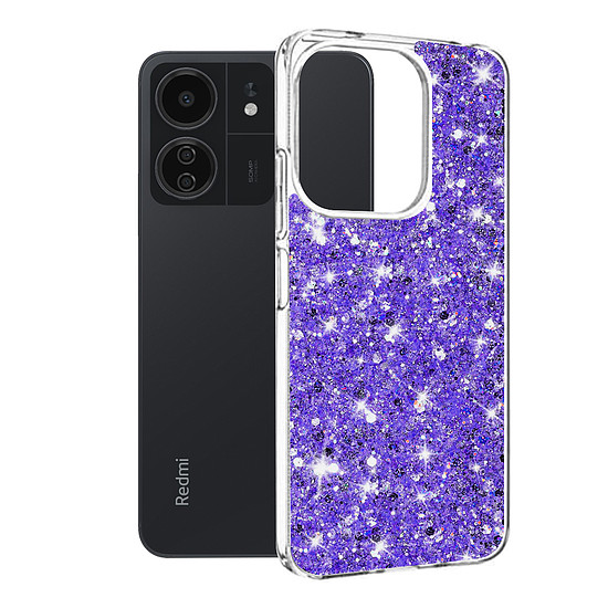 Techsuit - Sparkly Glitter - Xiaomi Redmi 13C 4G / 13C 5G / Poco M6 / C65 - Lila