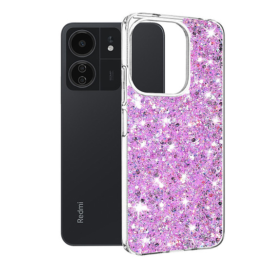 Techsuit - Sparkly Glitter - Xiaomi Redmi 13C 4G / 13C 5G / Poco M6 / C65 - Magenta