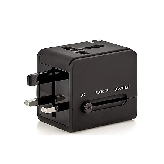 Techsuit - utazási adapter (HHT148) - PD20W, QC, USB, Type-C, EU, UK, AUS, US - fekete