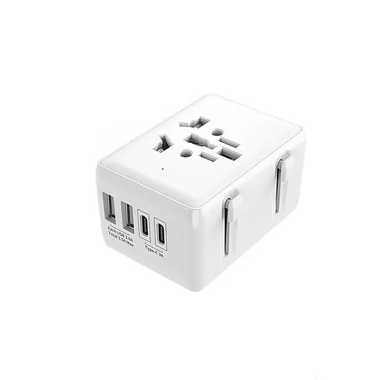 Techsuit - utazási adapter (HHT203A) - PD20W, 2 x USB, 2 x Type-C, EU, UK, AUS, US - fehér