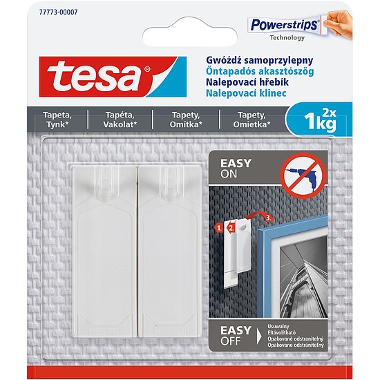 Tesa akasztószög öntapadós Powerstrips érzékeny felületre 2x1 kg súlyig