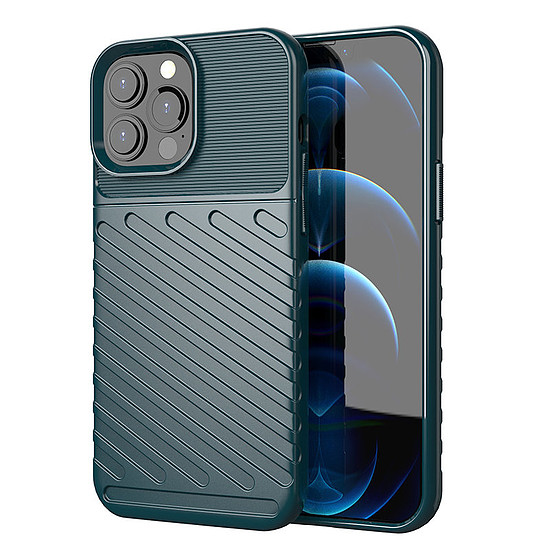 Thunder Case Rugalmas, strapabíró burkolatú TPU tok iPhone 13 Pro Max készülékhez, zöld