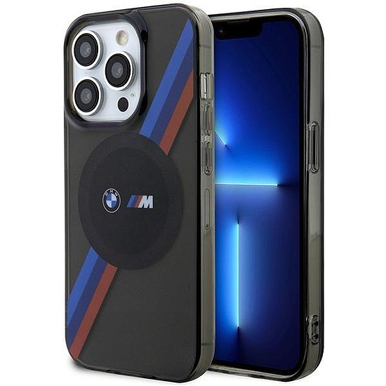 Tok BMW BMHMP14XHDTK iPhone 14 Pro Max 6.7" szürke/szürke keménytok Tricolor Stripes MagSafe