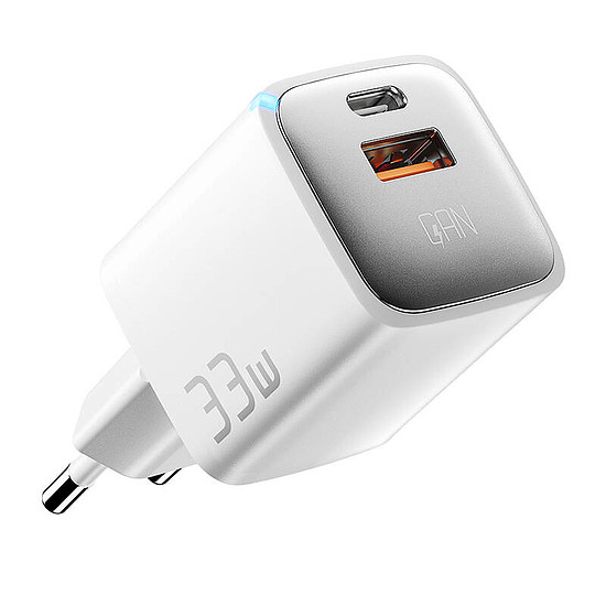 Töltő USB-A+USB-C 33W Essager GaN fehér (ECTAC-JXB02-Z)