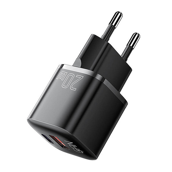 Töltő USB-C+USB-A 20W Essager GaN fekete (ECTAC-HMB01-P)