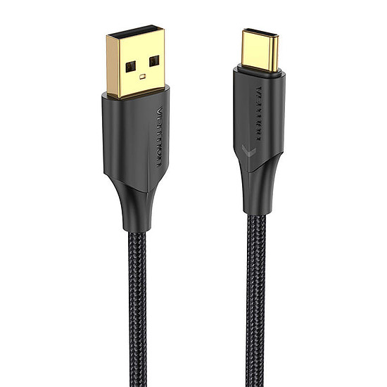 Töltőkabel USB 2.0-USB-C között CTFBF LED 3A 1m, fekete (CTFBF)