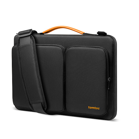 Tomtoc - Defender laptop táska (A42C2D1) - vállpánttal és kis kártyazsebbel, 13 €1 - fekete