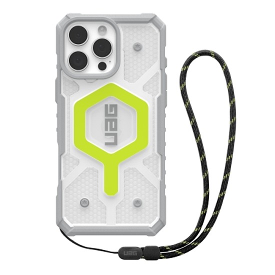 UAG Pathfinder Clear Magsafe Bundle tok zsinórral iPhone 16 Pro Max készülékhez - zöld