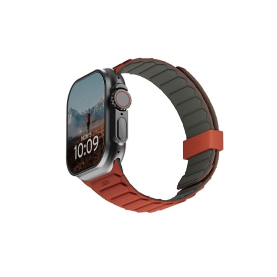 UAG Pathfinder szilikon kétoldalas mágneses szíj Apple Watchhoz 42 / 44 / 45 / 46 / 49 mm - Szürke-narancs