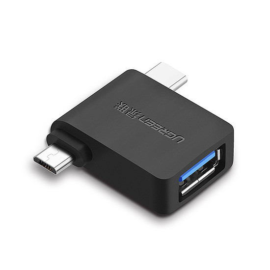 UGREEN adapter OTG, USB 3.0, USB-C és mikro USB, fekete (30453)