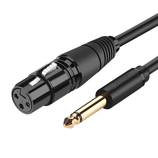 Ugreen audiokábel Mikrofonkábel a Mic XLR-hez (aljzat) - 6,35 mm-es jack (dugasz) 5 m (AV131)