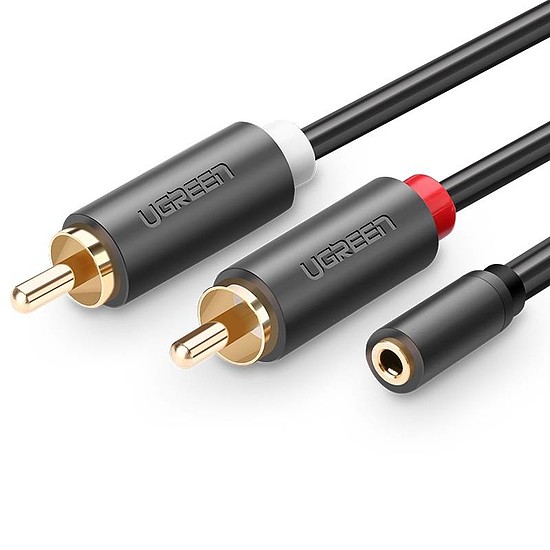 UGREEN AV102 kábel 2x RCA, Cinch jack 3,5 mm 0,25 m, fekete (10561)