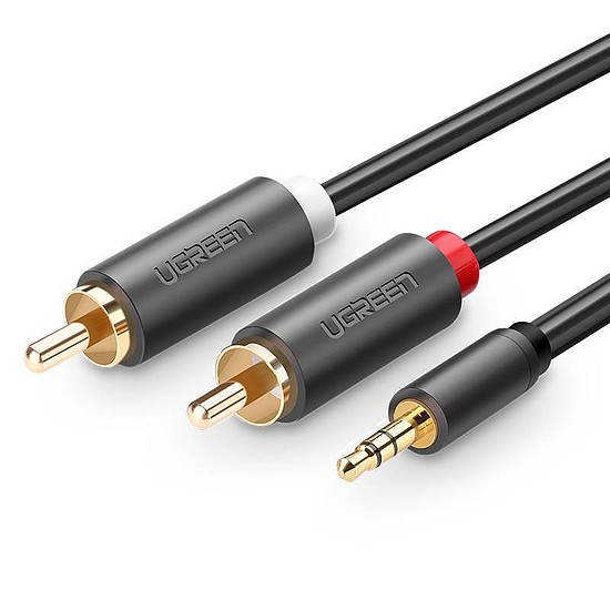 UGREEN AV102 kábel 2x RCA, Cinch) jack 3,5 mm 10 m, fekete (10514)