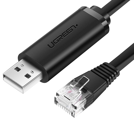 UGREEN CM204, USB - RJ45 konzolkábel hálózati eszközökhöz, 1,5 m, fekete (50773)