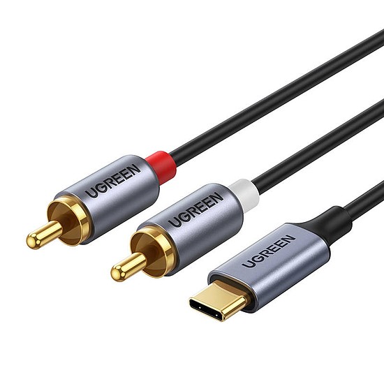 UGREEN CM451 USB-C kábel 2x RCA-hoz, Cinch 1.5m, fekete (20193)