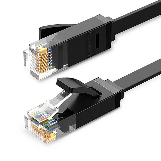 UGREEN Ethernet RJ45 lapos hálózati kábel, Cat.6, UTP, 12 m, fekete (50179)