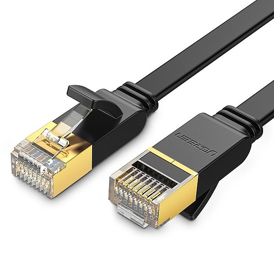 Ugreen lapos kábel Internet hálózati kábel Ethernet Patchcord RJ45 Cat 7 STP LAN 10 Gbps 3 m fekete (NW106 11262)