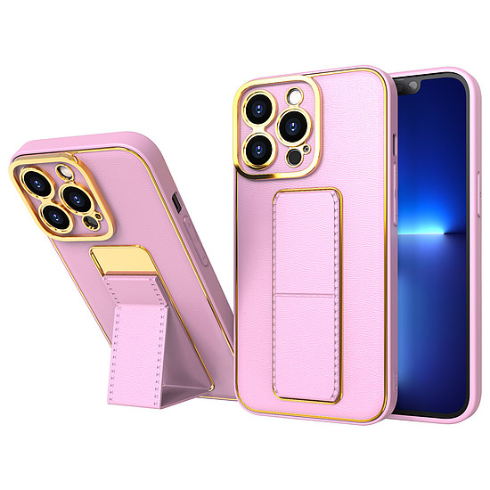 Új Kickstand Case tok iPhone 12 Pro telefonhoz, rózsaszín állvánnyal