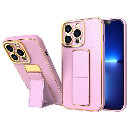 Új Kickstand Case tok iPhone 13 Pro Max készülékhez, rózsaszín állvánnyal