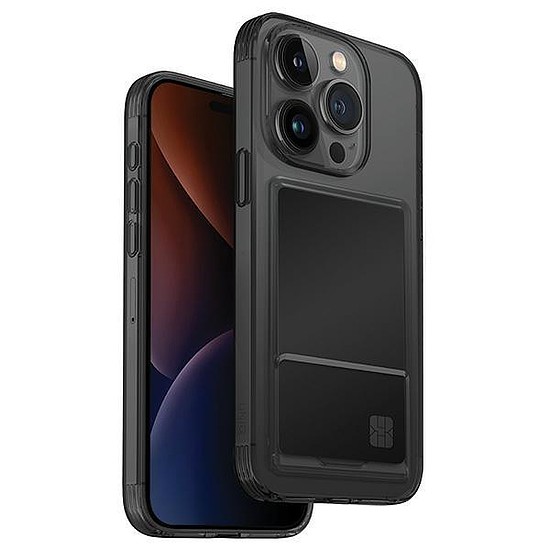 Uniq Air Fender ID tok iPhone 15 Pro Max 6.7" szürke/füstös szürke színezett kártyahely