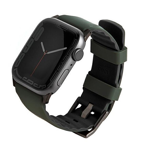 UNIQ Linus Apple Watch Series 4/5/6/7/8/SE/SE2/Ultra szíj 42/44/45mm. Airosoft szilikon zöld/mohazöld