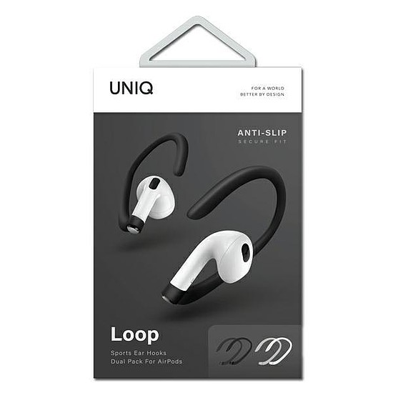 UNIQ Loop sportfül horgok AirPods fehér-fekete/fehér-fekete kettős csomag