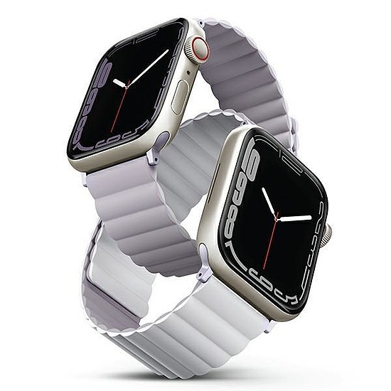 UNIQ szíj Revix Apple Watch Series 4/5/6/7/8/SE/SE2 38/40/41mm. Megfordítható Mágneses lila-white/lila-fehér